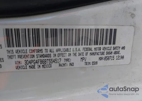 2011 Dodge Journey Express z USA, uszkodzony, nr VIN 3D4PG4FB6BT554517